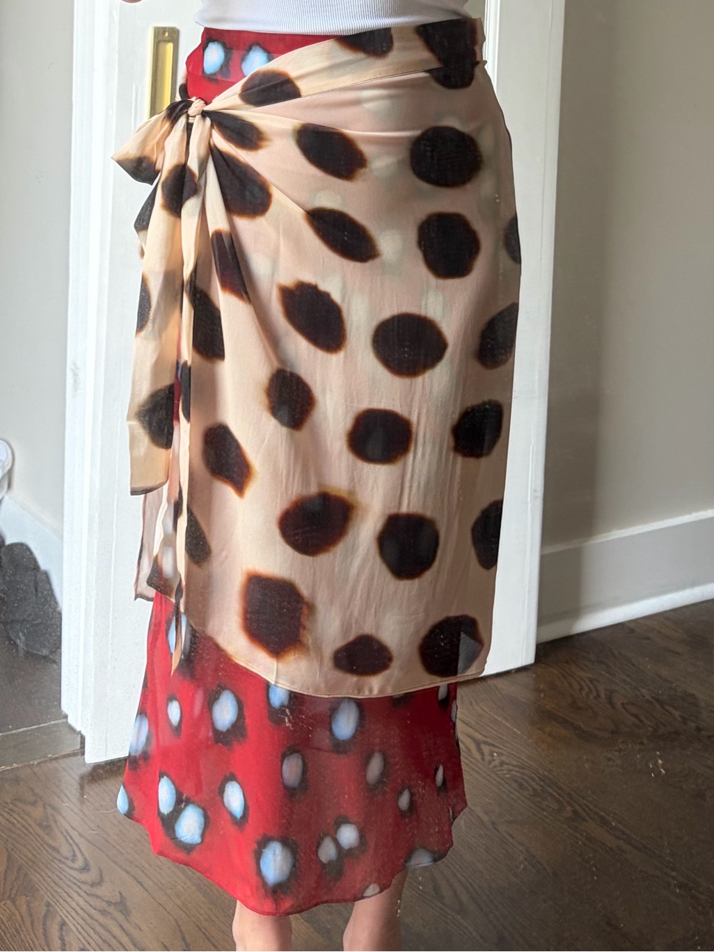 Rat & Boa Rheta Midi Wrap Skirt In Red & Cream Polka Dot — image 3 of 3